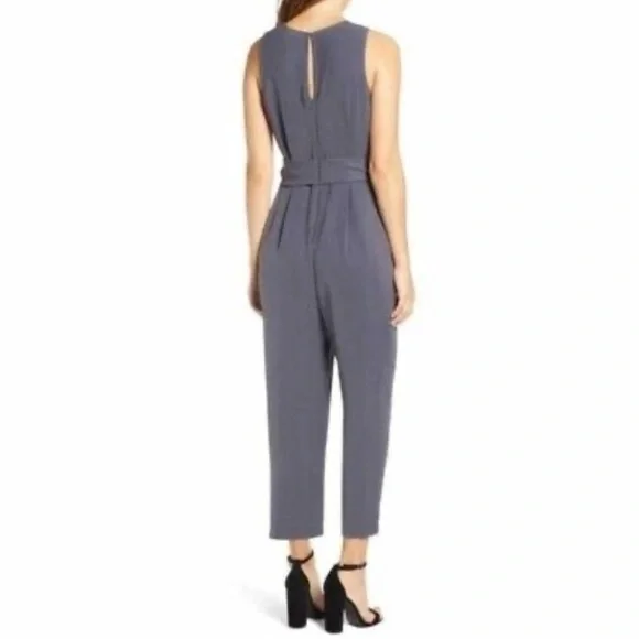ASTR The Label Gray Knot Waist Tie Sleeveless Jumpsuit XL - Picture 2 of 7